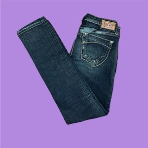 Vintage Robins Embroidered Skinny Jeans - Unisex Navy & Black Pants
